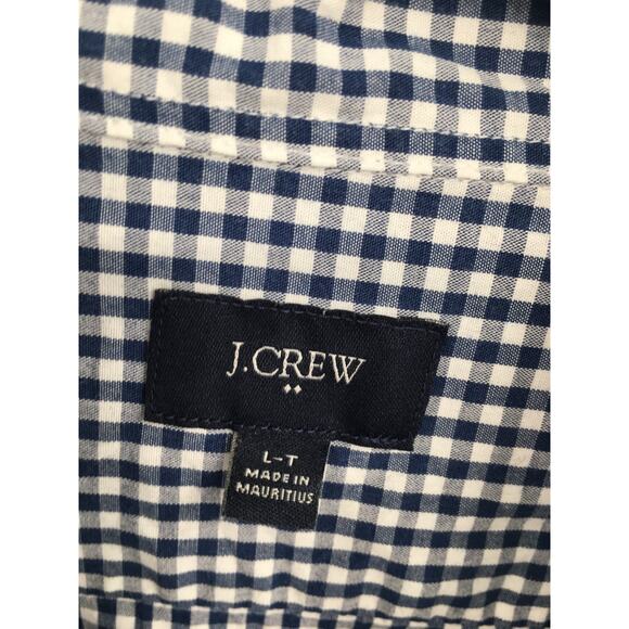 J. Crew Check Pattern Button Front Long Sleeve Shirt Blue Size Large Tall - Picture 4 of 9